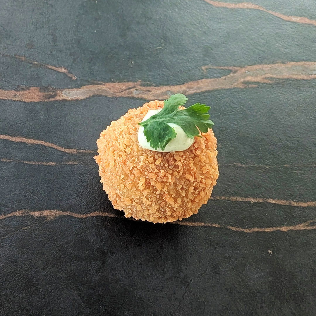 Crab Arancini with Basil Mayo Dip